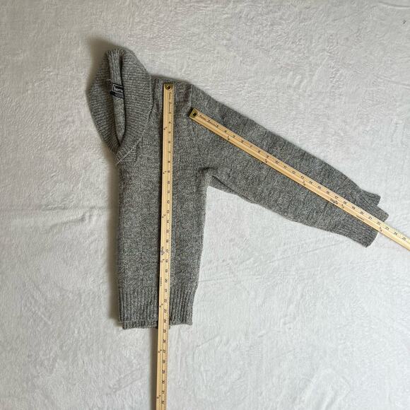 Women's Wool Shawl Neck Sweater Sz S Gray Marled Preppy Minimalist Academiacore - Picture 5 of 6